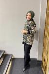 1418 Leopar Desen Tunik Bej Haki