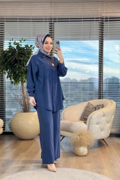 14296 Tek Cepli Ön Düğmeli Takım Lacivert