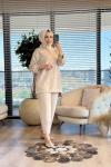 14384 Yanları Çıtçıtlı Takım Bej