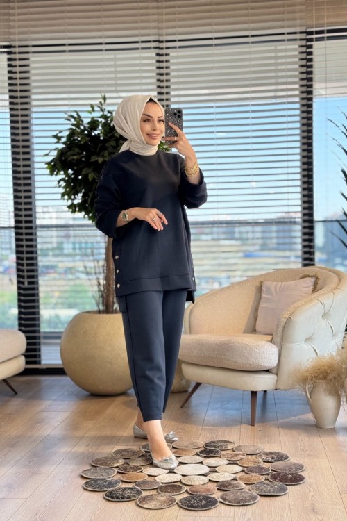 14384 Yanları Çıtçıtlı Takım Antrasit
