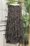 1443 Şifon Leopar Desen Parçalı Etek Leopar