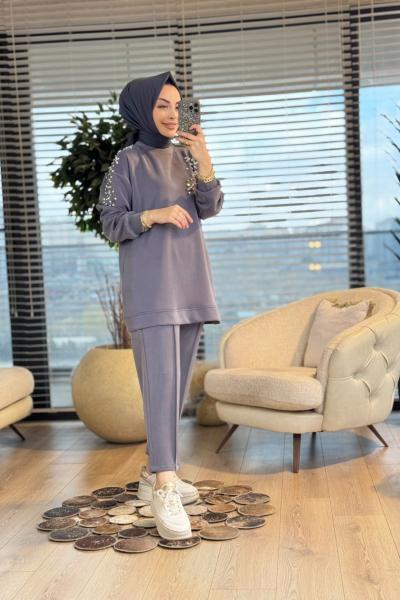 1448 Sol Omuz Ve Sağ Ön Taş İşli Takım Antrasit