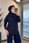 145117 Pul Detaylı Triko Tunik Lacivert