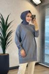 145117 Pul Detaylı Triko Tunik Gri