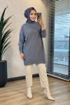 145117 Pul Detaylı Triko Tunik Gri
