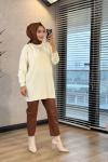 145117 Pul Detaylı Triko Tunik Ekru