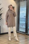 145117 Pul Detaylı Triko Tunik Vizon