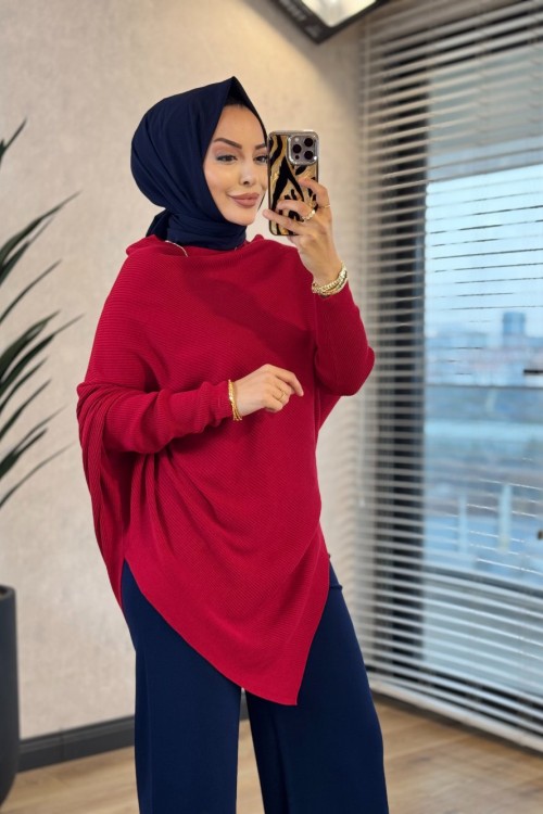 146019 Fitilli Triko Panço Kırmızı