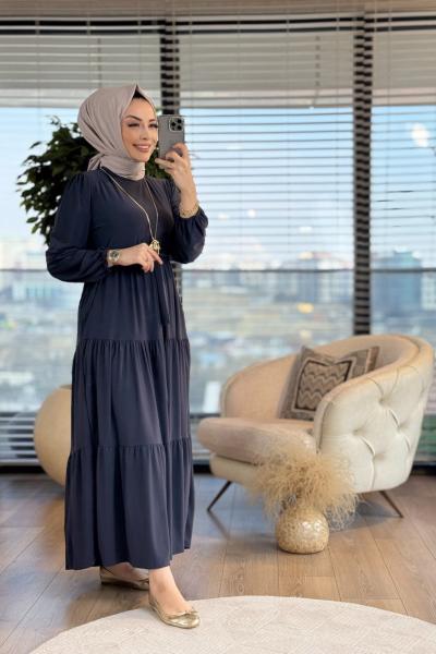 1471 Üç Boğumlu Kemerli Elbise Antrasit