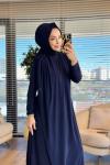 1513 Üstleri Üçgen Pelerinli Elbise Lacivert