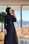 1514 Viona Yan Tokalı Sandy Elbise Siyah