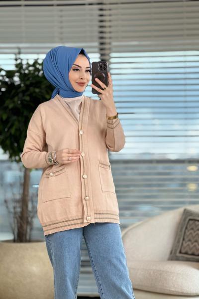 152 Sim Şeritli Hırka Latte