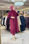 15230 Angora Patı Çıtçıtlı Kaban Bordo