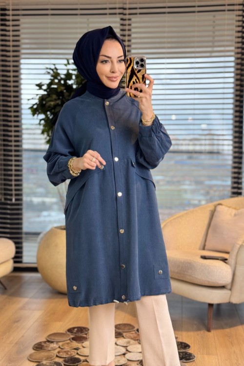 15259 Önü Parça Ve Çıtçıtlı Kap Lacivert