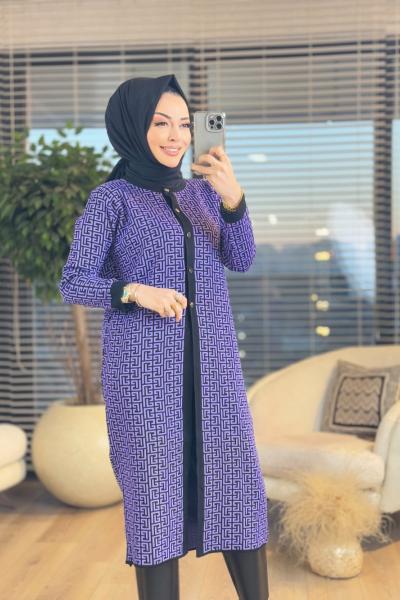 163 Desenli Fendi Hırka Lila