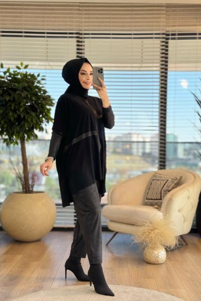 16423 Ön Parça Dikişli Takım Siyah