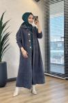 165 Kendinden Desenli Uzun Angora Kaban Antrasit