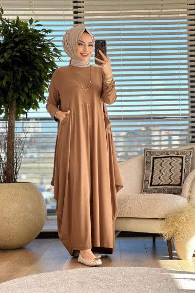 1686 Tuğçe Elbise Latte