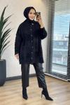 171 Angora V Desenli Kısa Hırka Siyah