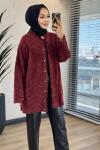 171 Angora V Desenli Kısa Hırka Bordo