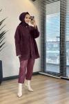 171 Angora V Desenli Kısa Hırka Mürdüm