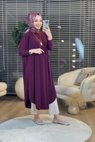 1735 Sandy Yarasa Kol Tunik Mürdüm