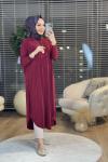 1735 Sandy Yarasa Kol Tunik Bordo