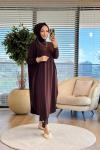 1735 Sandy Yarasa Kol Tunik Kahve