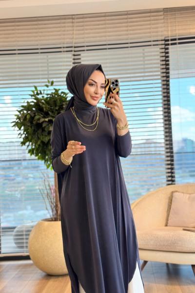 1735 Sandy Yarasa Kol Tunik Antrasit