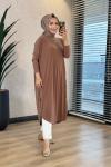 1735 Sandy Yarasa Kol Tunik Latte