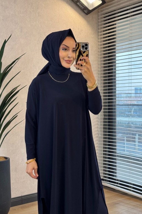 1735 Sandy Yarasa Kol Tunik Lacivert