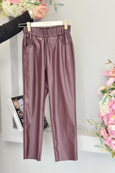 18135 Deri Pantolon Mürdüm