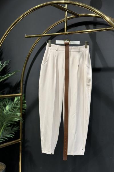 18190 Kemerli Pantolon Bej