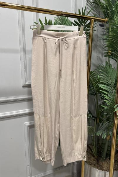 18287 Paçası Parça Ve Lastik Geçmeli Pantolon Açık bej