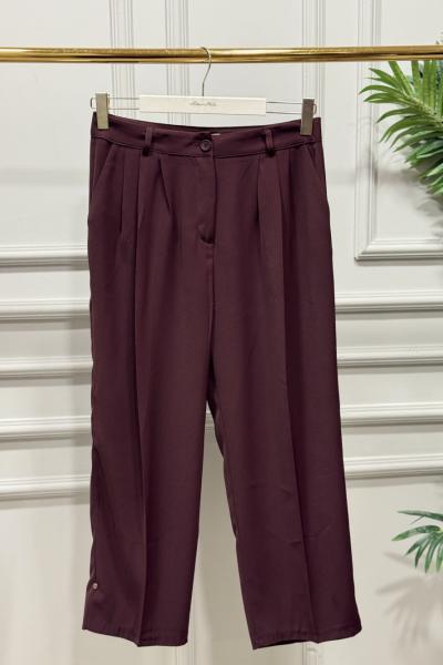 18297 Önü Pileli Pantolon Bordo