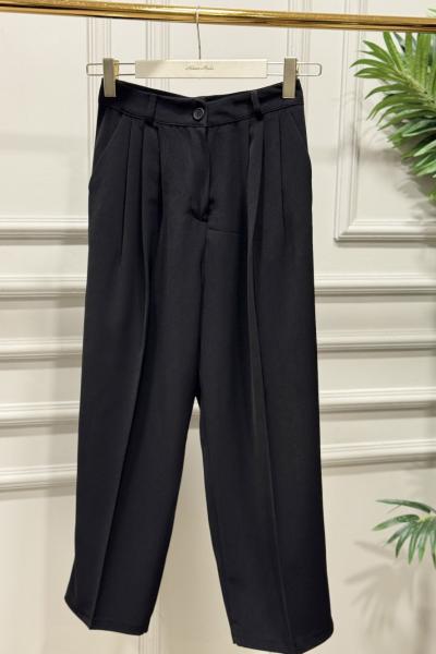 18297 Önü Pileli Pantolon Siyah