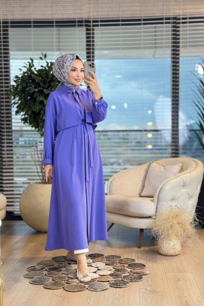 1902 Linda Gizli Patlı Elbise Leylak