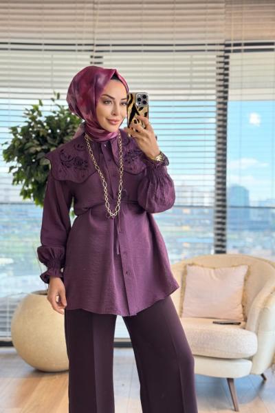 2029 Aden Gömlek Mürdüm