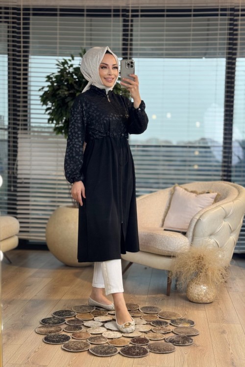 2037 Roba Kol Sim Desenli Kap Siyah
