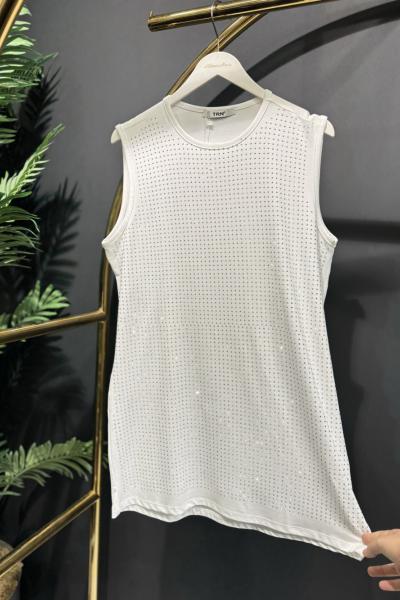 2053 Ön Taş Baskılı İçlik Ekru