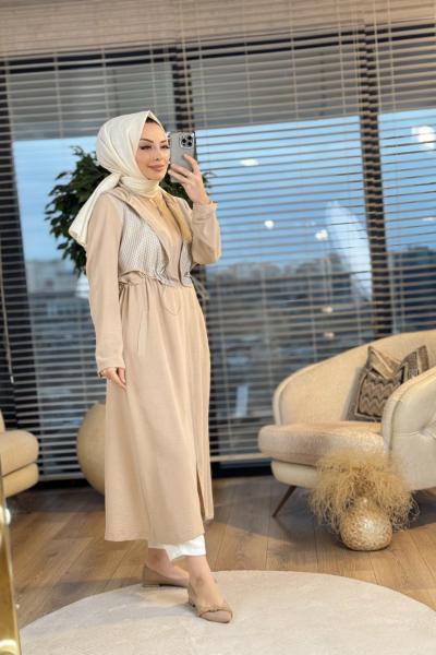 2056 Omuz Arka File Kapş.Parça Detaylı Kap Bej