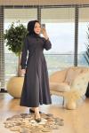 20674 Ön İki Düğmeli Elbise Siyah