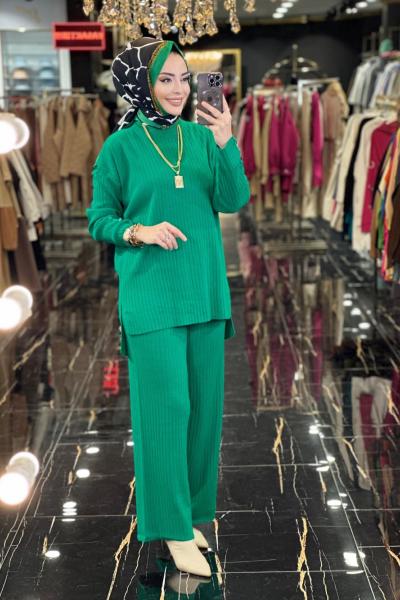 21099 Kolları Düğme Detay Triko Pantolon Takım Benetton