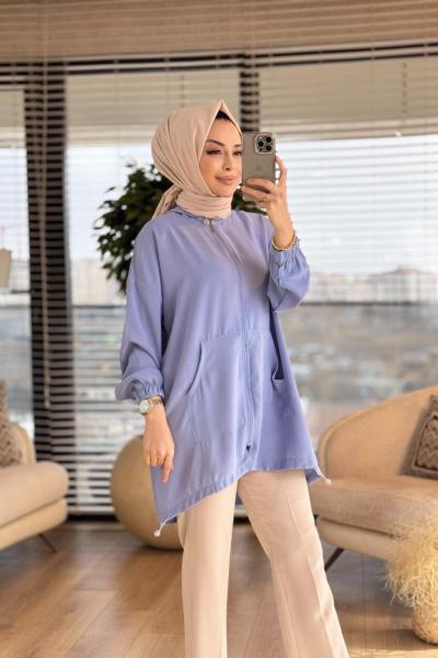 2205 Etek Ucu Lastikli Hırka Bebe Mavi