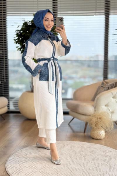 2219 Omuz Ve Cep Kot Fileli Kap Lacivert