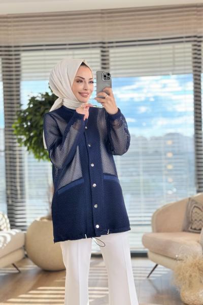 2245 File Çıtçıtlı Ceket Lacivert