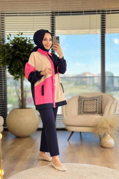 22473 Renkli Patı Çıtçıtlı Takım Lacivert