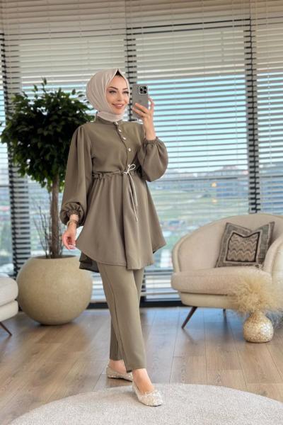 22509 Patı Düğmeli Takım Haki