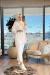 22570 Paçası Fermuarlı Takım Ekru