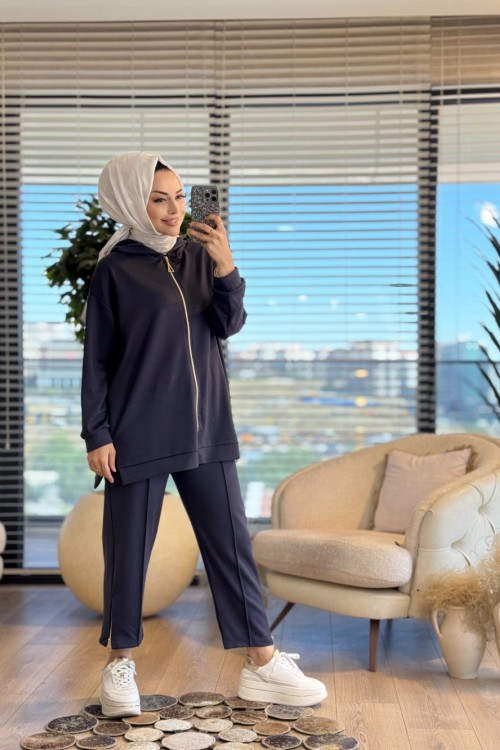 22570 Paçası Fermuarlı Takım Antrasit